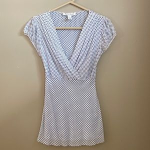 White House Black Market Women’s Black and White Polkadot Blouse Top Size Small